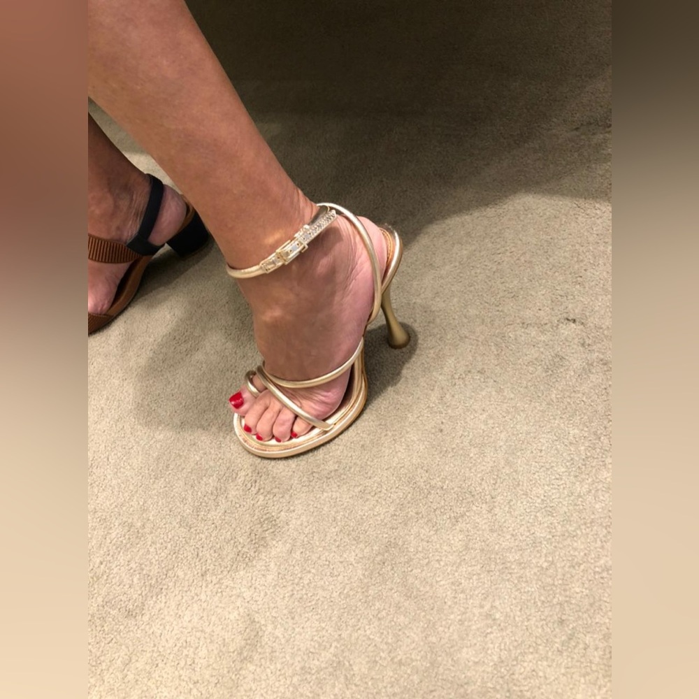 SCHUTZ Metallic Gold Strappy Sandals - Picture 12 of 15